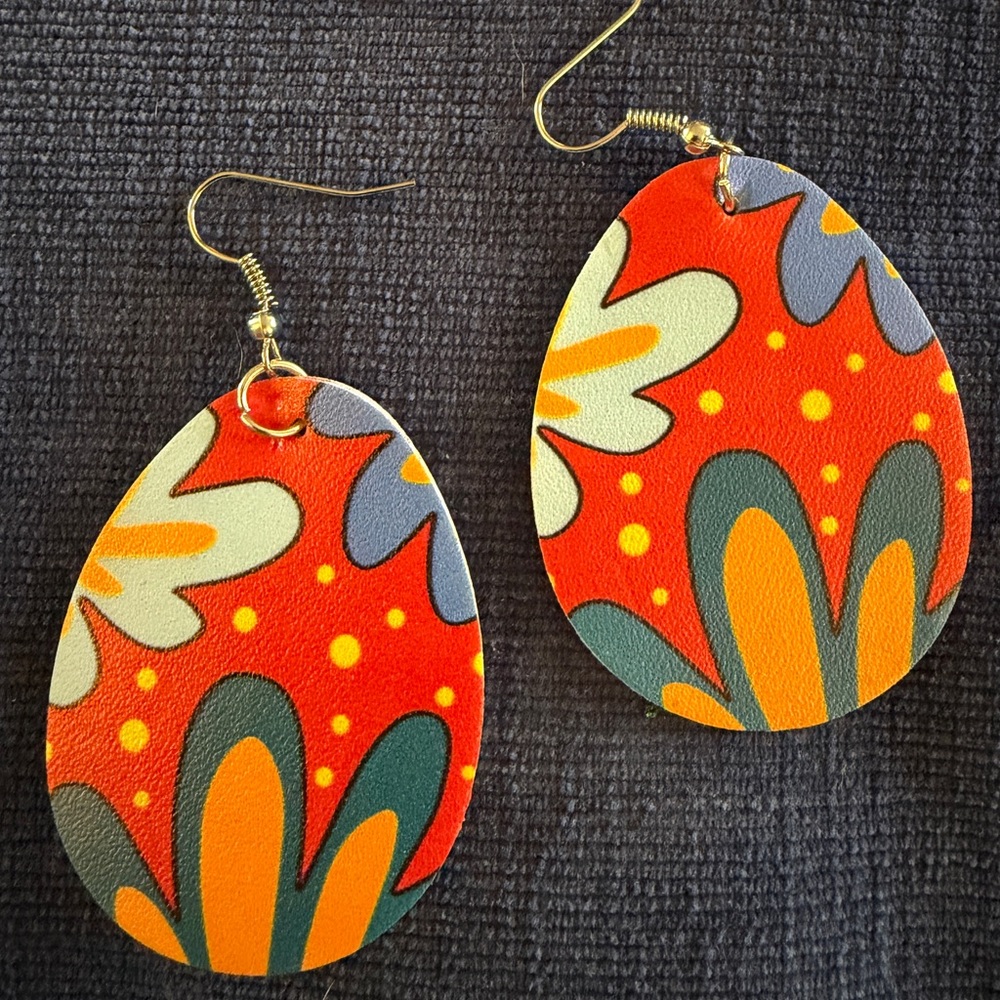 Colorful Floral Oval Earrings